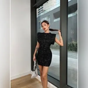 Zara | Dresses | Zara Shoulder Pads Sequin Dress Zw
